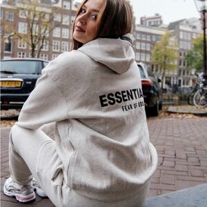Fear of God Essentials light Oatmeal Hoodie